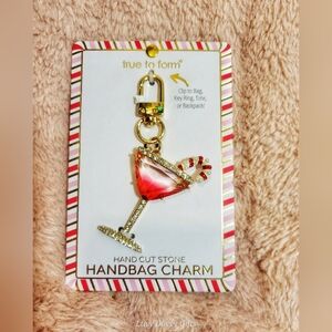 True to Form Viral Candy Cane Christmas Martini Bag Charm Keychain NWT